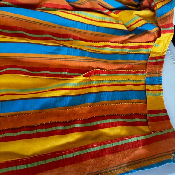 Handmade Women's Long Heavy Cotton Kitchen Chef Apron Multicolor Stripes Adjusta - Picture 2 of 5